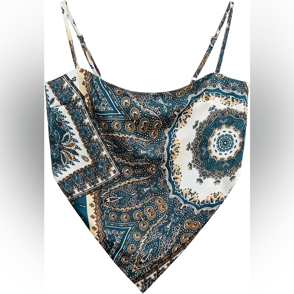 Bohemian Paisley Print Women's Bandana Top Size M
